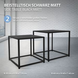 ML-Design Side Table Square Set of 2, Black Matt, Made of Metal, Industrial Design, Coffee Table Set Stoly do obývačky Sofa Coffee Tables