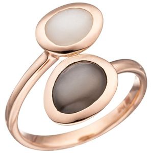 JOBO Damen Ring 54mm 585 Gold Rotgold 2 Mondsteine Goldring Rotgoldring Mondstein