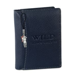 Wild Things Only RFID Blocker antyczny skórzany portfel męski niebieski prawdziwa skóra 9x12x2cm D2OPJ113B