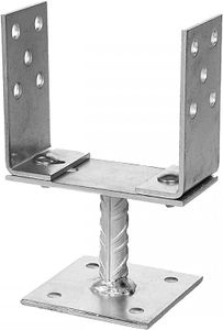 TRIBECCO® U-Pfostenträger 0-165 mm Breitenverstellbar zum Aufschrauben Seitenverstellbar Silber