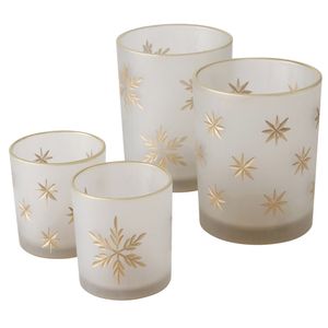 4tlg Set Windlicht Stellina Stern Schneeflocke gold Weihnachten Teelicht-Halter