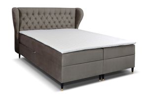 MOB, Manželská posteľ Boxspring 160 cm - Ortun (sivá)
