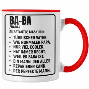 Trendation - Türkischer Vater Geschenk Tasse Türken Kaffeetasse Baba Papa  (Rot)