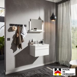 HOME DELUXE - Badmöbel WANGEROOGE M - Weiß (HB) Badezimmermöbel Waschbecken Unterschrank Spiegel