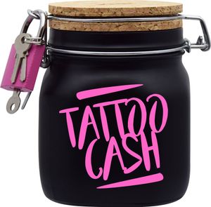 Spardose Geld Geschenk Ideen Tattoo Cash Schwarz Größe M 0.75 Liter