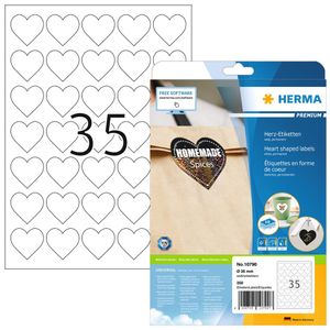 HERMA Herz-Etiketten Durchmesser: 35 mm weiß 350 Herzaufkleber