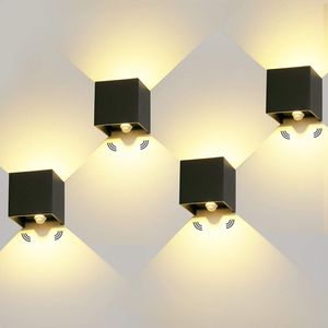 4 Stk 12W LED Wandleuchten  mit Bewegungsmelder Innen/Außen Wandlampe Auf und ab Einstellbarer Lichtstrahl Außenlampe Aussen