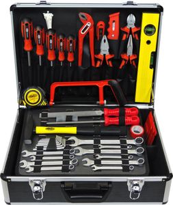 FAMEX 744-98 Alu Werkzeugkoffer mit Werkzeug - Werkzeugkiste gefüllt