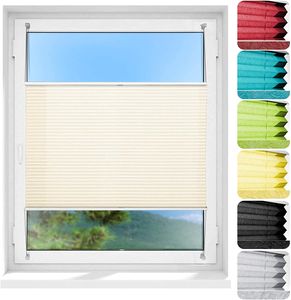 Plissee Faltrollo Magic moderner Sichtschutz Fensterrollo ohne Bohren Weiß 65x200 cm