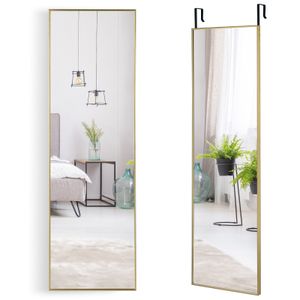 COSTWAY 37 x 120cm Ganzkörperspiegel mit höhenverstellbaren Hängehaken Wandspiegel Türspiegel Hängespiegel Spiegel für Schlafzimmer, Wohnzimmer und Eingangsbereich (Gold)