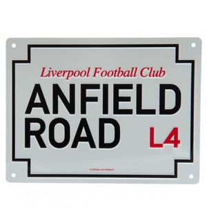 Liverpool FC - Plaketa Anfield Road TA6735 (jedna velikost) (bílá/černá)