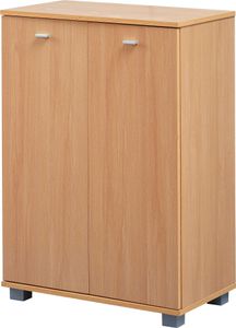 Design Schuhschrank NIMES modern Holz Buche 12 Paar Schuhe 4 Fächer 2 Türen | Schuhregal 60 x 90 x 35 cm platzsparend | Schuhkommode Flurschrank mit Ablage