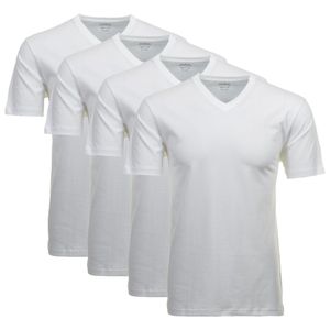 RAGMAN Herren T-Shirt 4er Pack - 1/2 Arm, Unterhemd, V-Neck Weiß XL