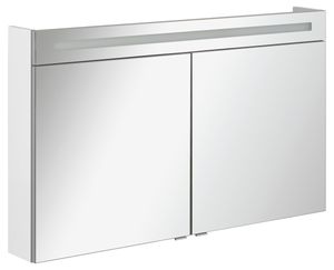 FACKELMANN Spiegelschrank B.CLEVER / zweitürig / Spiegelschrank mit gedämpften Scharnieren / Maße (B x H x T): ca. 120 x 71 x 16 cm / hochwertiger Spiegelschrank / Möbel fürs WC und Bad / Korpus: Weiß
