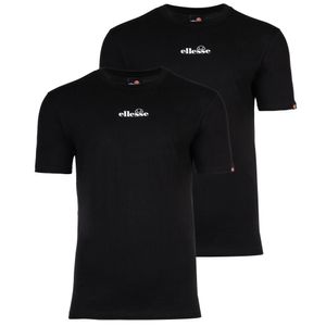 ellesse Herren T-Shirt, OLLIO, 2er Pack - Oberteil, Baumwolle, Rundhals, kurz, Logo, einfarbig Schwarz XS