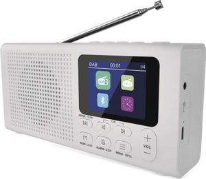 EMOS DAB+ Radio mit Bluetooth und Dual-Stromversorgung, tragbar, mit TFT LCD Farbdisplay, Wecker, Timer, 40 Speicherplätzen, Schnellwahl - Weiß, E0091