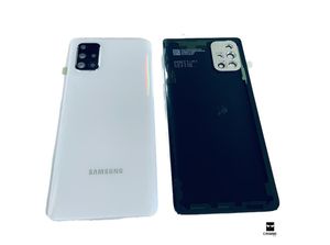 CRIMMI Akkudeckel Backcover passend für Samsung Galaxy A71 Weiß White Prism crush Silver