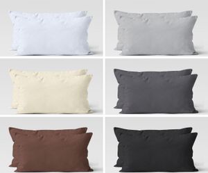 2er Set Jersey Kissenbezug - Braun - 40x80cm - Dekokissen Kissenhülle Kopfkissen Hülle Uni Baumwolle