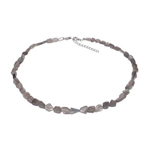 NL1215GMS Mondstein - Collier grau Trommelstein  48 + 5 cm 925 Silber XEN