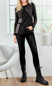 LINEA TESINI Damen Designer-Push-up-Jeans, graphit denim, Größe:40
