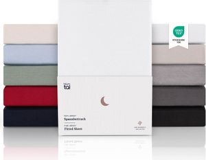 Blumtal® Premium Jersey Topper Boxspringbett Spannbettlaken 140x200cm -  , Superweiches 100% Baumwolle Bettlaken, bis 10cm Topperhöhe, Weiß