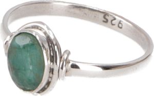 Boho Silberring, Filigraner Edelsteinring - Smaragd, Grün, SterlingSilber, Ringgröße: 56 (17,8 Mm), 1*0,8 cm