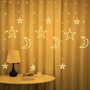 LED Sterne Monde Lichtervorhang Vorhang Lichterkette 8 Beleuchtungsmodi Innendeko, Warmweiß