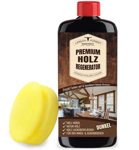 Möbelpolitur Holz dunkel zur Holzpflege + Schwamm  für innen & außen | Holz Öl dunkel schützt & pflegt als Holzpflege Öl & Holzpolitur 500 ml