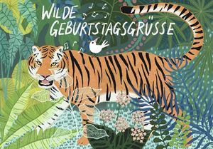 1 Glückwunschkarten Happy Birthday Tiger Dschungel Wilde Geburtstagsgrüsse bunt ca 16,7 x 11,8  cm
