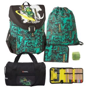 Lego Schulranzen-Set Easy GREEN Ninjago Schultasche 5tlg. mit Federmappe und Sporttasche