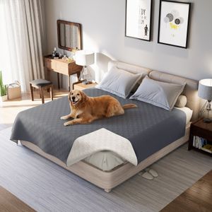 Wasserdichte Bettdecke für Haustiere,  Schutzdecke für Sofa, Bett Autositz, Möbel, Reversible Gesteppte für Möbelschutz,220 x 210cm, Dunkelgrau