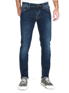 Nudie - Slim Fit Jeans - Grim Tim Crosshatch Worn In, Größe:W34, Länge:L32
