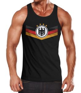 Herren Tanktop Deutschland Fußball EM 2021 Deutschlandflagge Nationalfahne Wappen Adler Fanshirt Moonworks® schwarz L