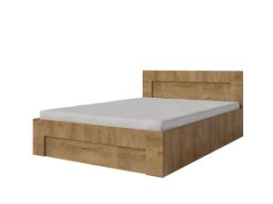 FURMEB24 - WER - Rám postele 90 x 200 cm s lamelovým roštom - Kovový rám postele s priestrannou pružinou - Posteľ vo vzhľade duba Lefkas - Otváranie do strán