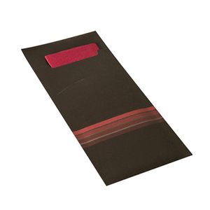 Papstar Bestecktaschen schwarz bordeaux stripes 200 x 85mm 520 Stück 86703