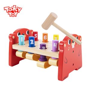 Tooky Toy Klopfbank Maulwurf Hammerspiel Set 3-tlg Montessori Lernspielzeug Holzspielzeug für Kinder ab 2 Jahren