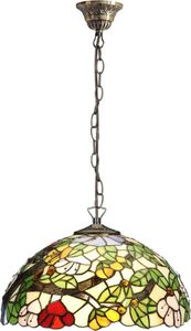 Casa Padrino Luxus Tiffany Hängeleuchte Mehrfarbig Ø 40 x H. 87 cm - Art Deco Tiffany Hängelampe - Wohnzimmer Hängeleuchte - Deko Hängeleuchte - Luxus Tiffany Leuchten - Art Deco Leuchten