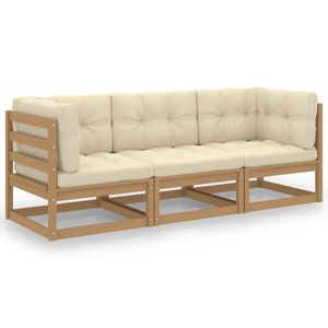vidaXL 3-Sitzer-Gartensofa mit Kissen Kiefer Massivholz