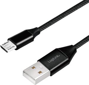 LogiLink USB 2.0 Kabel USB-A - Micro-USB Stecker 0,3 m schwarz