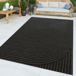 TT Home In-& Outdoorteppich Wetterfest Terrasse Esszimmer Abstraktes Retro Design 3D Größe 120x170 cm
