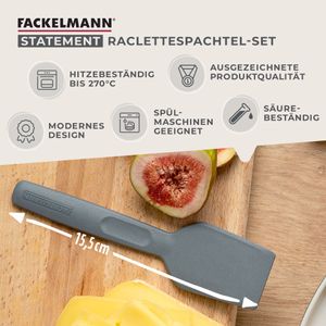 Fackelmann Raclette-Spachtel Set, Raclette-Schaber aus Kunststoff, hochwertiger Racletteschieber, Schaufel für Raclette-Pfännchen, Raclette-Zubehör (Farbe: Schwarz), Menge: 12 Stück