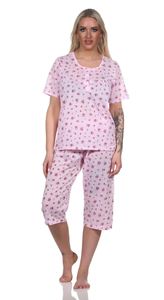 Damen Pyjama 3/4 Hose & Shirt Sommer Schlafanzug; Rosa/XL/42