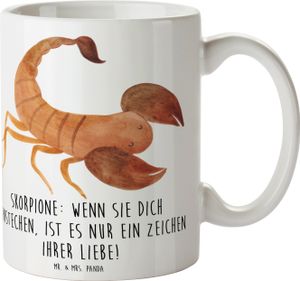 Mr. & Mrs. Panda Tasse Skorpion Liebe - Weiß - Geschenk, Astrologie, Einzigartig, Keramiktasse, Geburtstagsgeschenk, Geschenke Sternzeichen, Bürotasse, Sternzeichen