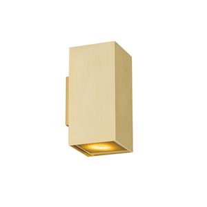 QAZQA - Design Design-Wandleuchte Gold I Messing quadratisch 2-flammig - Sab Honey I Wohnzimmer I Schlafzimmer I Up & Down - Aluminium Quadratisch - LED geeignet GU10