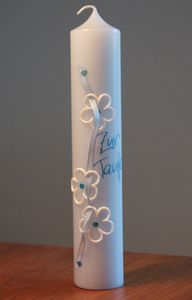 Wiedemann 167020.112 Taufkerze Sweet Baby, Wachs, Babyblau, 26.5 x 5 cm