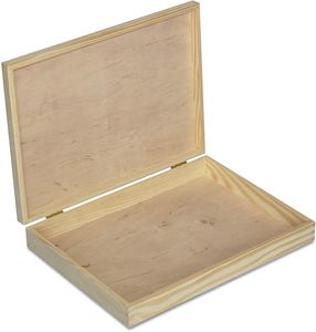 Creative Deco A4 Holz-Kiste mit Deckel | 34 x 25,3 x 5,3 cm (+/- 1 cm) | Unlackierte Aufbewahrungs-Box | Große Schatulle | Große Holz-Box Ideal zur Lagerung