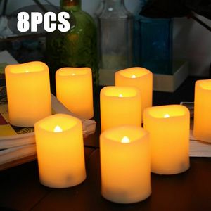 8 kusů nehořlavých LED svíček s časovačem pro vnitřní i venkovní použití, LED čajové svíčky z plastu o výšce 11,5 cm