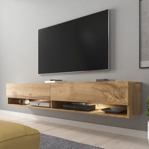 Selsey TV-Schrank WANDER - TV-Board hängend/stehend Holzoptik Wotan Eiche mit LED, 180 cm breit