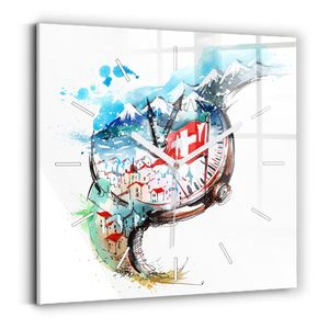 Wallfluent Wanduhr – Stilles Quarzuhrwerk - Uhr Dekoration Wohnzimmer Schlafzimmer Küche - Zifferblatt mit Striche - weiße Zeiger - 30x30 cm - Schweizer Uhr