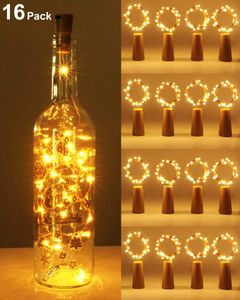 (16 Stück) Flaschenlicht Batterie, kolpop Flaschenlichterkette Korken 2M 20LED Glas Korken Licht Lichterkette mit Batterie für Flasche für außen/innen Deko für Party, Hochzeit, Weihnachten - Warmweiß [Energieklasse A+++]